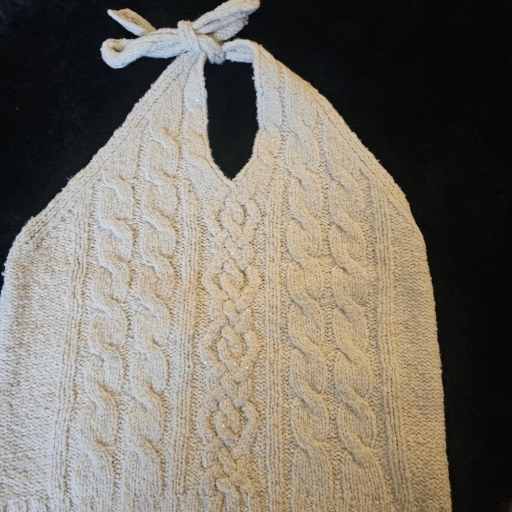 J. Crew Ivory Cable Knit Halter Camisole